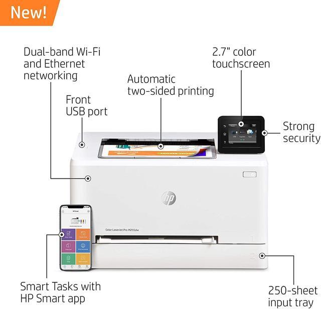 Alt view image 5 of 6 - HP Color Laserjet Pro M255dw Wireless Laser Printer, Remote Mobile Print, Duplex Printing (7KW64A), White, One Size (7KW64A#BGJ) (Renewed)