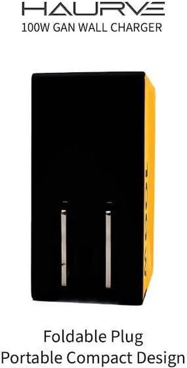 Alt view image 7 of 7 - Haurve 100W 3-in-1 GaN Fast Charger, USB-C PD & USB-A QC Wall Adapter with Foldable Plug, Multiport Power Supply for Laptop, Tablet, Phone, Compact Travel Accessory for Home, Office, or On-The-Go