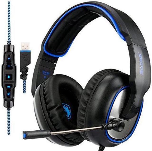 SADES R7 USB Stereo Gaming Headset for PC, 7.1 Surround Sound