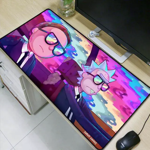 Alt view image 4 of 4 - Rick and Morty Anime Office Mice Gamer Soft Large Locking Edge Mouse Pad Size for 30x80cm and 40x90cm Gaming Mousepads