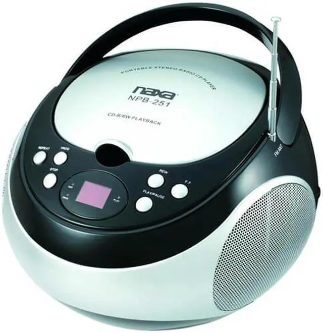 Alt view image 5 of 6 - Naxa NPB251BK Portable CD Player with AM/FM Radio (Black)