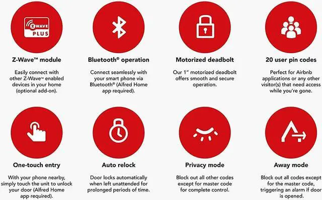 Alt view image 11 of 11 - Alfred DB2-B Smart Door Lock with Bluetooth and keyed-entry - Gold