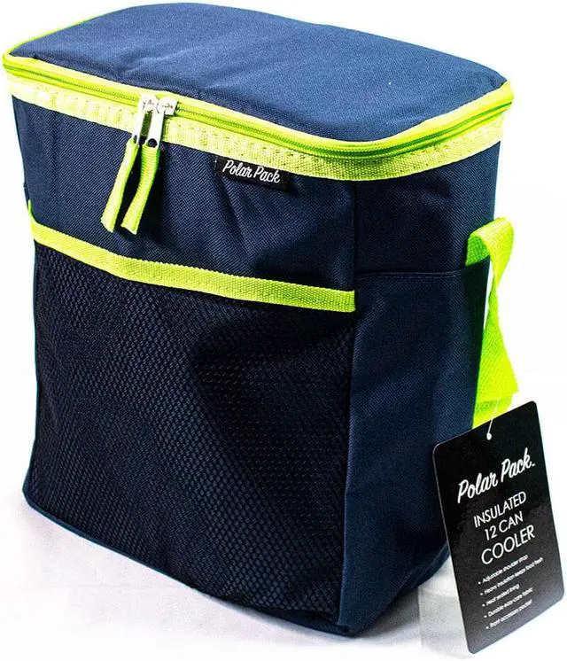 Alt view image 2 of 2 - Kole Imports Polar Pack 12-Can Vertical Insulated Cooler Bag - Blue/Green
