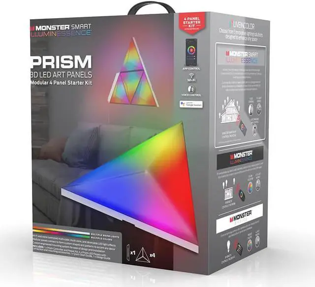 Alt view image 2 of 7 - Monster PRISM  Smart Modular 3D LED Art Panels, 4 Panel Starter Kit