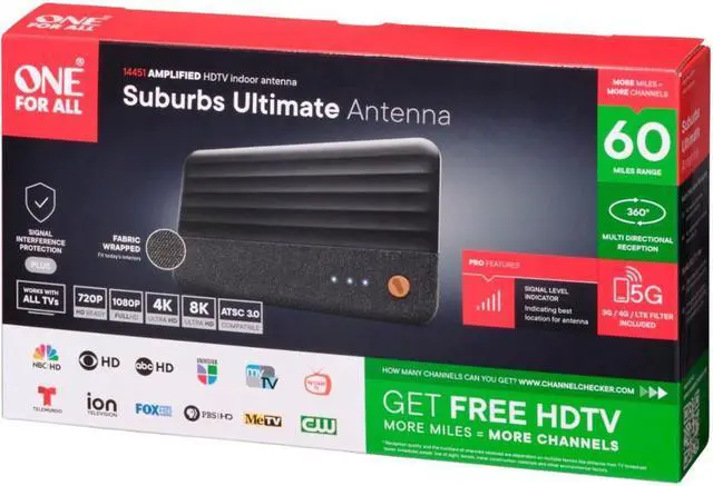 Alt view image 6 of 13 - One For All Ultimate Designer Amplified Antenna - Black