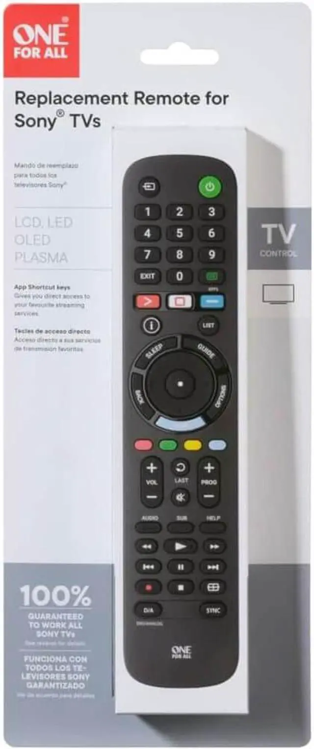 Alt view image 5 of 5 - Universal Electronics URC4812 One For All Sony TV Replacement Remote for TV, Smart TV, Sound Bar Speaker, A/V Receiver - Black