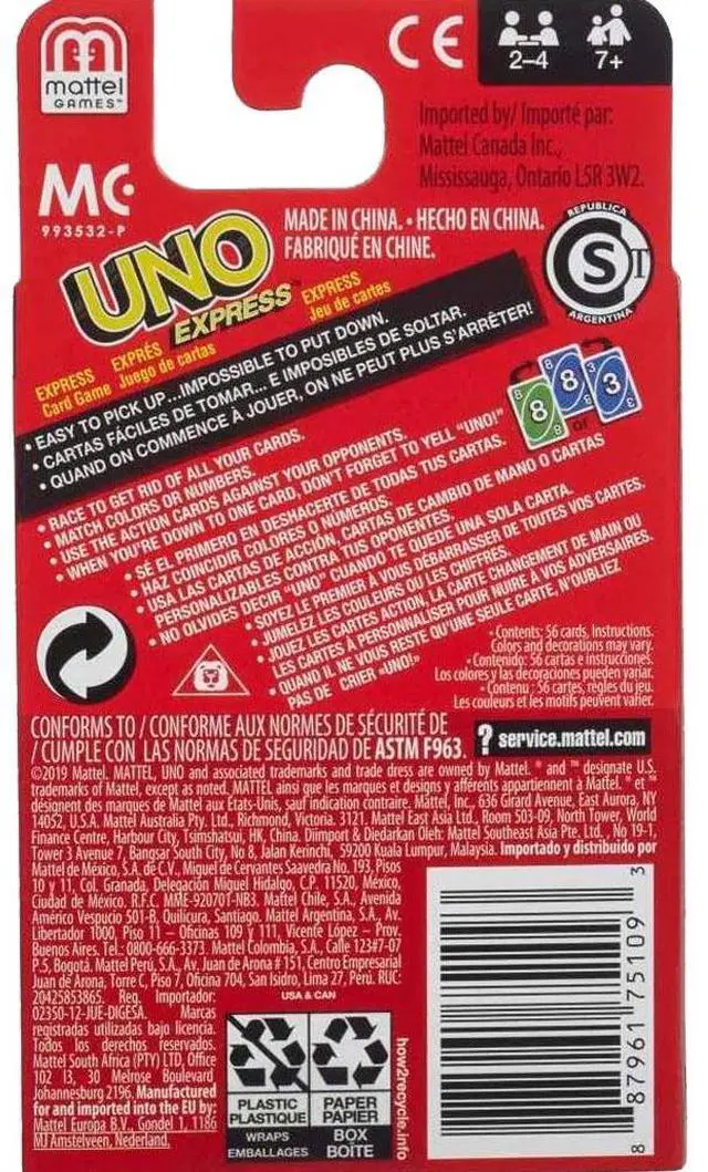Alt view image 5 of 5 - Mattel UNO Express Card Game