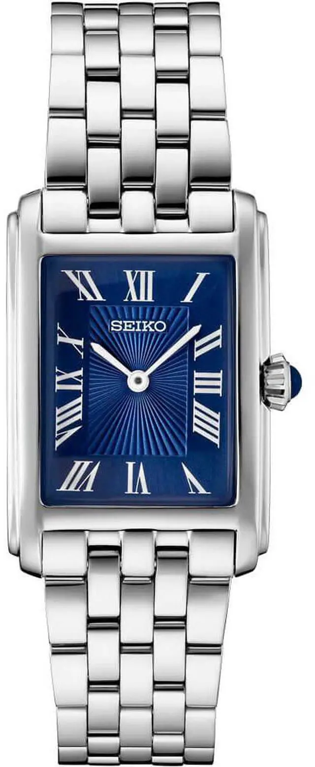 Main image of Seiko Essentials Collection Quartz Watch  22.2mm Stainless Steel Blue Dial, Rectangular Case, 50M Water Resistant