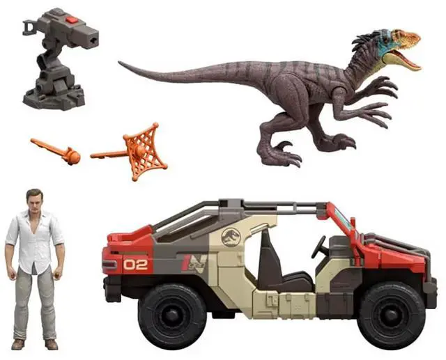 Alt view image 2 of 6 - Mattel JGB59 Jurassic World Rebirth Launch and Battle Vehicle and Raptor Playset