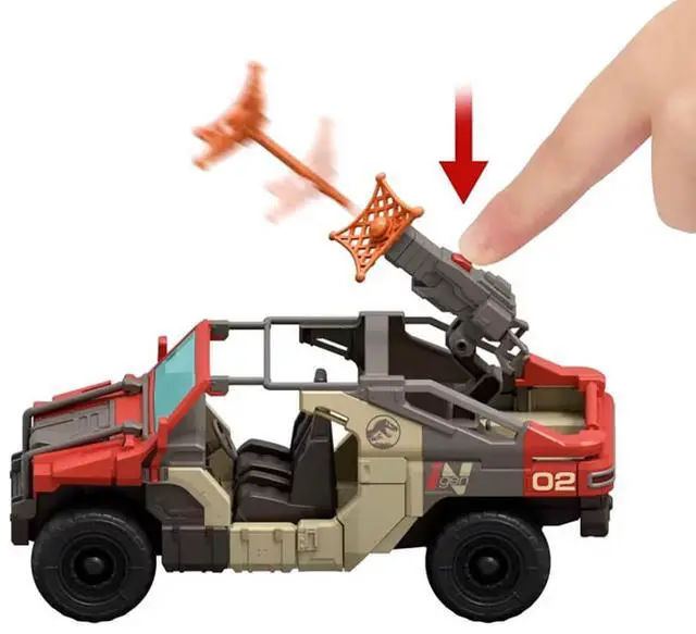 Alt view image 5 of 6 - Mattel JGB59 Jurassic World Rebirth Launch and Battle Vehicle and Raptor Playset