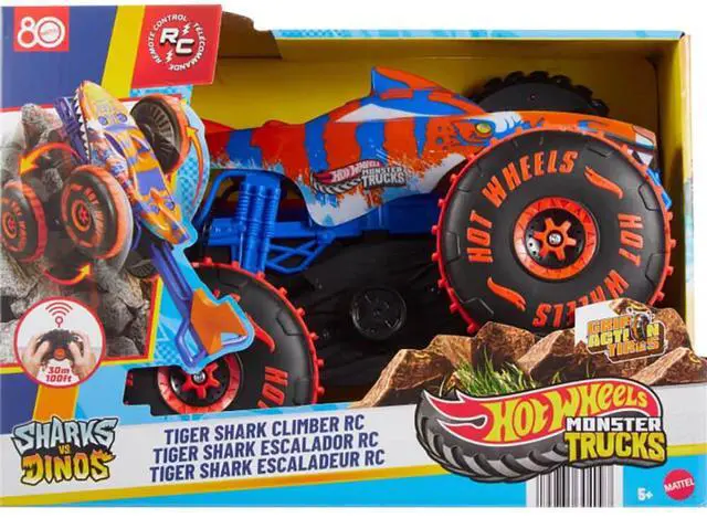 Alt view image 5 of 5 - Mattel JFR39 Hot Wheels Monster Truck Tiger Shark Climber RC Vehicle