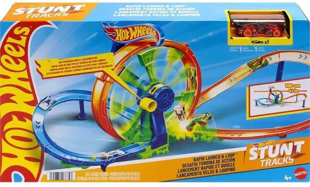Alt view image 6 of 6 - Mattel Hot Wheels Stunt Tracks Rapid Launch & Loop Track Set - JBX65