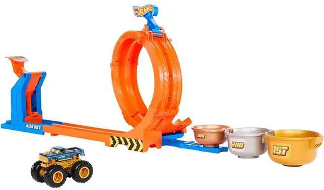 Main image of Mattel JBX64 Hot Wheels Monster Trucks Loop-And-Flip Trophy Challenge Playset - Bigfoot