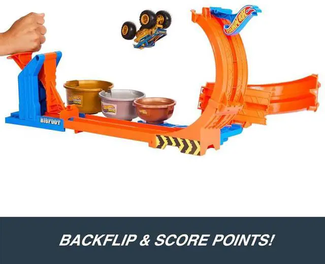 Alt view image 4 of 7 - Mattel JBX64 Hot Wheels Monster Trucks Loop-And-Flip Trophy Challenge Playset - Bigfoot