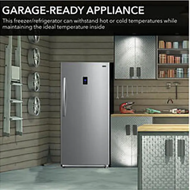 Alt view image 3 of 7 - 13.8 Cu. Ft. Stainless Steel Convertible Upright Freezer
