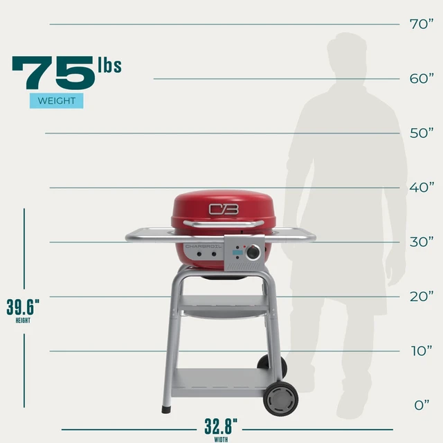 Alt view image 5 of 6 - Char-Broil 26302146 Bistro Pro Electric Grill and Griddle with Charcoal Mode - Red