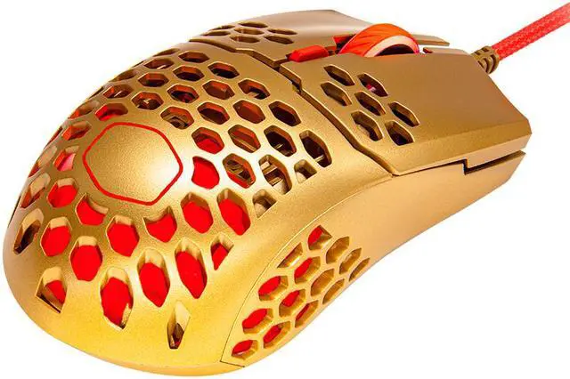Alt view image 4 of 11 - Cooler Master MM711 RGB Gaming Mouse (2020 Gold Red Limited Edition) - 60g Lightweight, Honeycomb Shell, Ultraweave Cable, Pixart 3389 16000 DPI Optical Sensor, and RGB Accents