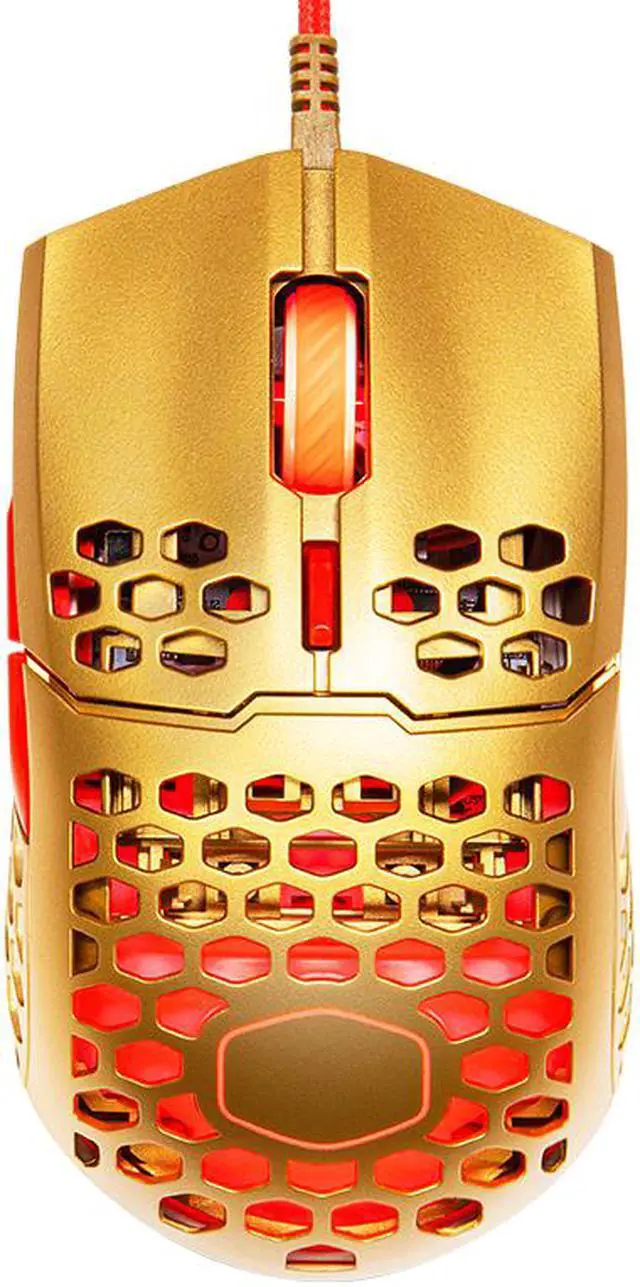 Alt view image 5 of 11 - Cooler Master MM711 RGB Gaming Mouse (2020 Gold Red Limited Edition) - 60g Lightweight, Honeycomb Shell, Ultraweave Cable, Pixart 3389 16000 DPI Optical Sensor, and RGB Accents