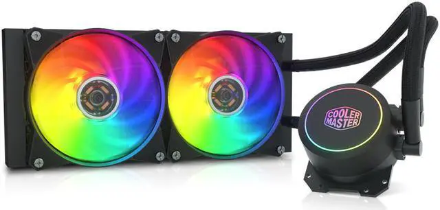 Alt view image 5 of 7 - Cooler Master MasterLiquid Lite 240 ARGB CPU Liquid Cooler - w/ Addressable RGB LED MasterFan, Wired ARGB Controller, 240mm Radiator, Dual Chamber Pump