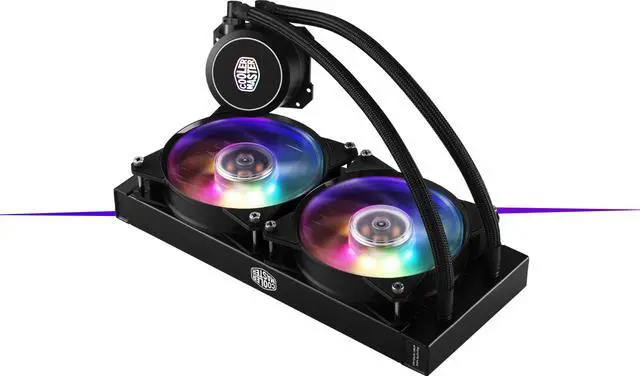 Alt view image 7 of 7 - Cooler Master MasterLiquid Lite 240 ARGB CPU Liquid Cooler - w/ Addressable RGB LED MasterFan, Wired ARGB Controller, 240mm Radiator, Dual Chamber Pump