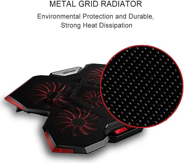 Alt view image 5 of 7 - TopMate 15.6 - 17.3-Inch Gaming Laptop Cooler Cooling Pad, Five Quite Fans and LCD Touch Screen,2400RPM Strong Wind Alien Style Designed for Gamers and Office