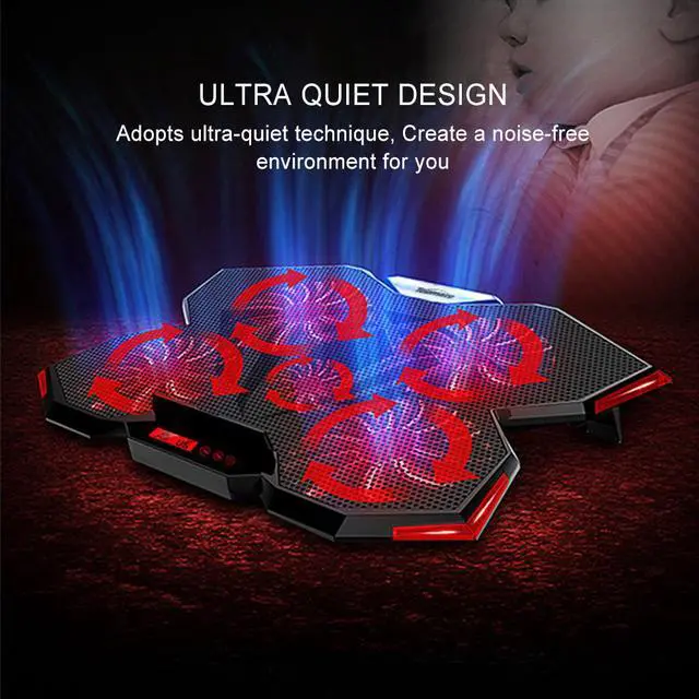 Alt view image 7 of 7 - TopMate 15.6 - 17.3-Inch Gaming Laptop Cooler Cooling Pad, Five Quite Fans and LCD Touch Screen,2400RPM Strong Wind Alien Style Designed for Gamers and Office