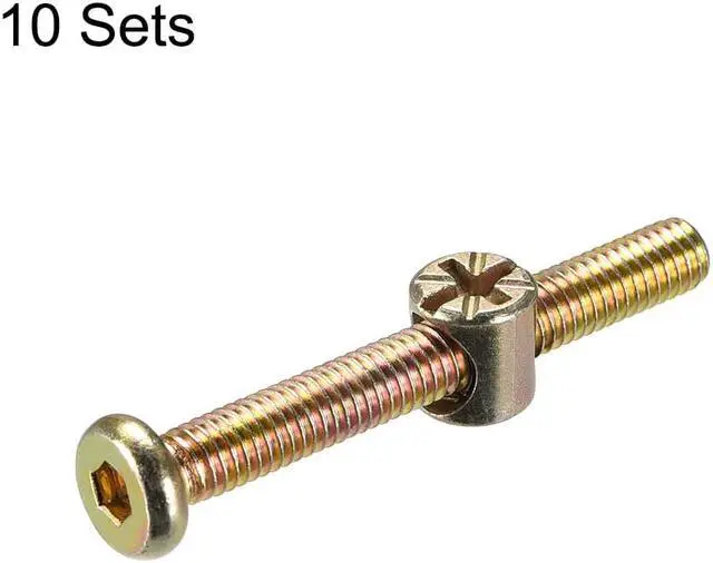Alt view image 2 of 4 - M6 x 50mm Furniture Bolts Nut Set Hex Socket Screw with Barrel Nuts Phillips-Slotted Zinc Plated 10 Sets