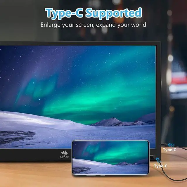 Alt view image 5 of 7 - Z-EDGE Ultra2 15.6" 1920 x 1080 Full HD LED Backlight IPS Portable Monitor, 8 ms, 60 Hz, with Type-C HDMI Port, Built-in Speakers, Secondary Display for Mac/Phone/Laptop/Nintendo/Xbox/PS4