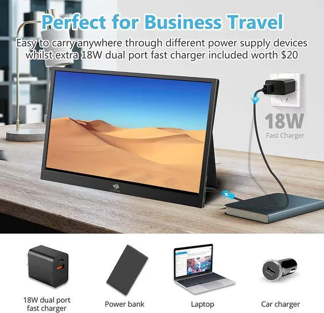 Alt view image 3 of 7 - Z-EDGE Ultra2 15.6" 1920 x 1080 Full HD LED Backlight IPS Portable Monitor, 8 ms, 60 Hz, with Type-C HDMI Port, Built-in Speakers, Secondary Display for Mac/Phone/Laptop/Nintendo/Xbox/PS4