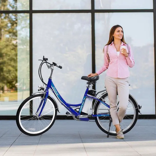 Alt view image 7 of 7 - iDeaPlay Electric Bike 26, 250W E-Bike with 3 Riding Modes, Electric Bicycle for Women with Removable 36V 8.0Ah Lithium Battery, 20mph Adult Electric Bicycles with 6 Speed, Blue UL Certified