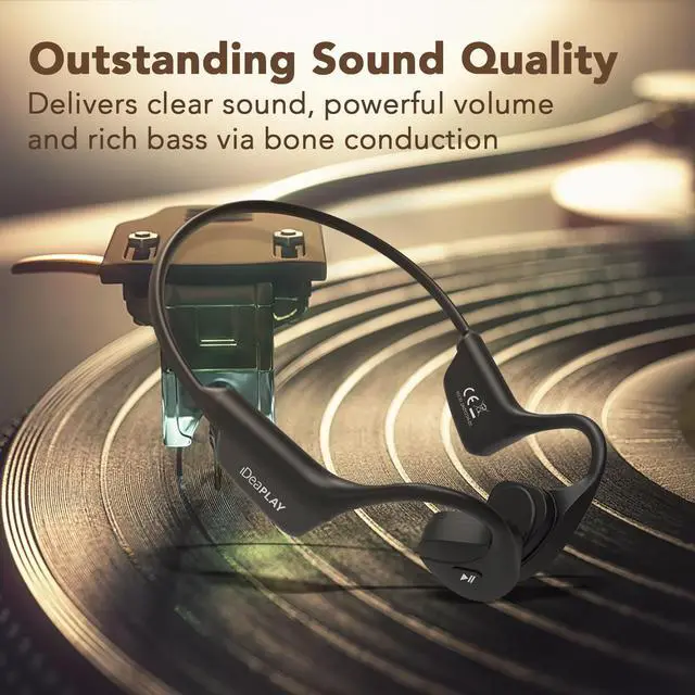Alt view image 4 of 10 - IDEAPLAY Bone Conduction Headphones - 5.1 Bluetooth Open Ear Headphones, IP55 Waterproof Headphones, Wireless Bluetooth Earbuds with Microphone-Bone Conduction Earbuds for Running and Cycling-Black