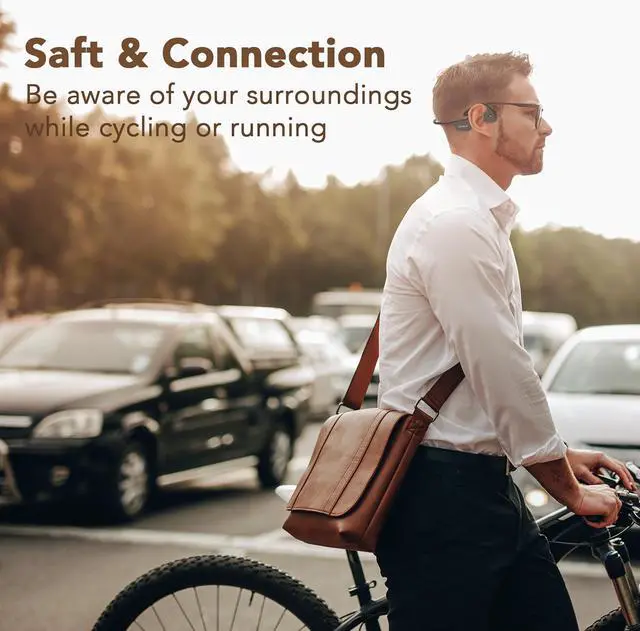 Alt view image 3 of 10 - IDEAPLAY Bone Conduction Headphones - 5.1 Bluetooth Open Ear Headphones, IP55 Waterproof Headphones, Wireless Bluetooth Earbuds with Microphone-Bone Conduction Earbuds for Running and Cycling-Black
