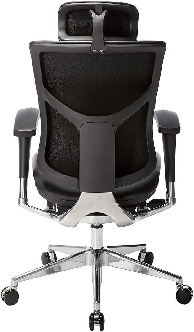 Alt view image 5 of 12 - GM Seating Dreem III Leather Series Executive Hi Swivel Chair Chrome Base with Headrest, Genuine Black Leather