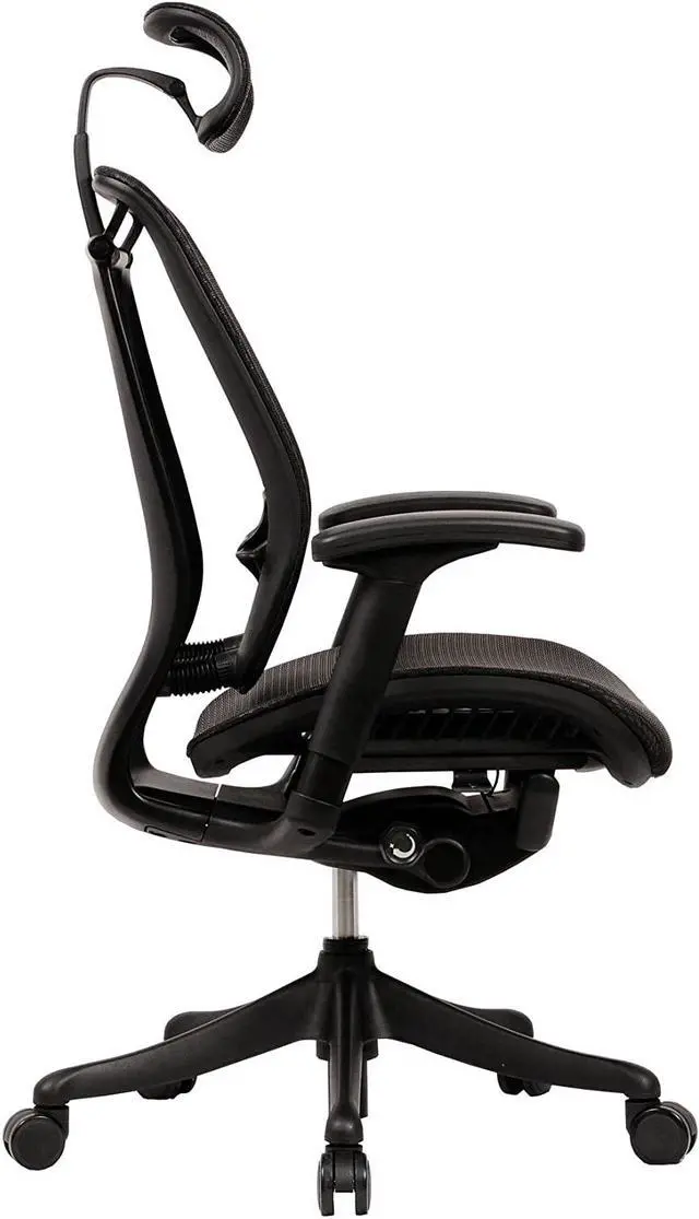 Alt view image 4 of 12 - GM Seating Enklave Black Mesh Executive Hi Swivel Chair with Headrest, Black Frame & Base - OEM