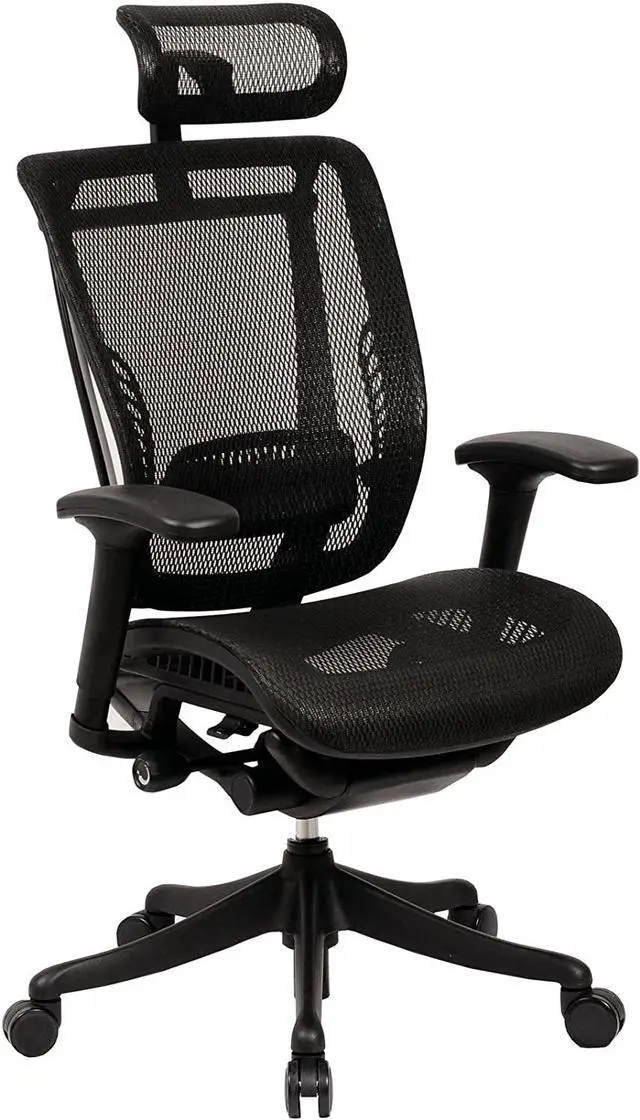 Alt view image 3 of 12 - GM Seating Enklave Black Mesh Executive Hi Swivel Chair with Headrest, Black Frame & Base - OEM