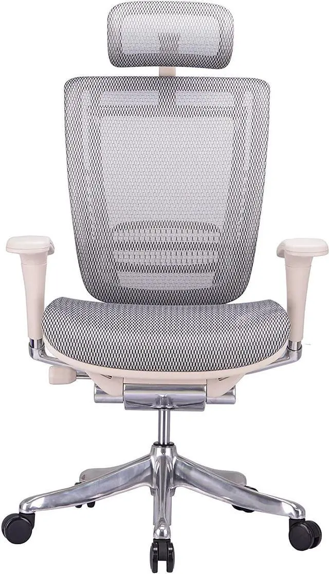 Alt view image 2 of 10 - GM Seating Enklave  XL Gray Mesh Executive Hi Swivel Chair Chrome Base with Headrest, - OEM