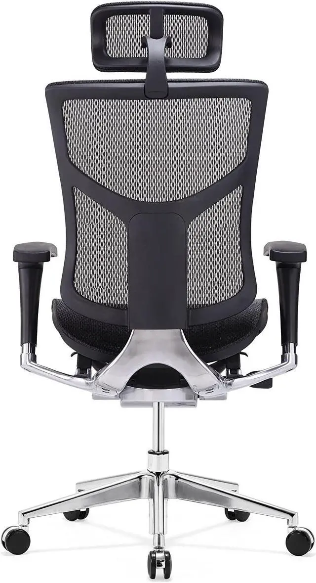 Alt view image 6 of 11 - GM Seating Dreem XL Luxury Mesh Series Executive Hi Swivel Chair Chrome Base with Headrest, Black, Seat Slider - OEM