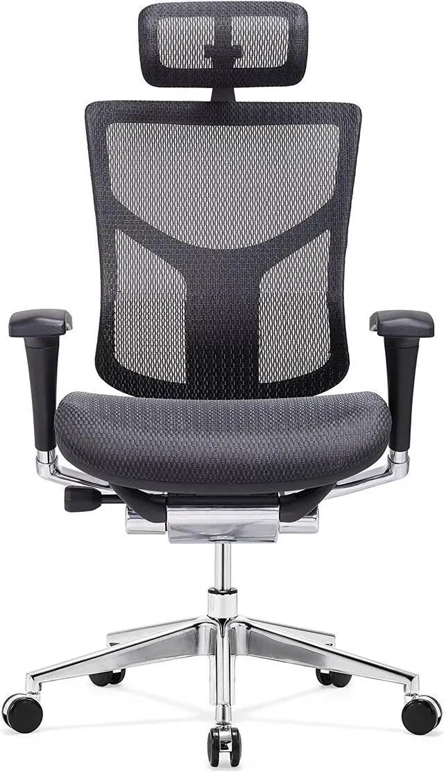 Alt view image 4 of 11 - GM Seating Dreem XL Luxury Mesh Series Executive Hi Swivel Chair Chrome Base with Headrest, Black, Seat Slider - OEM