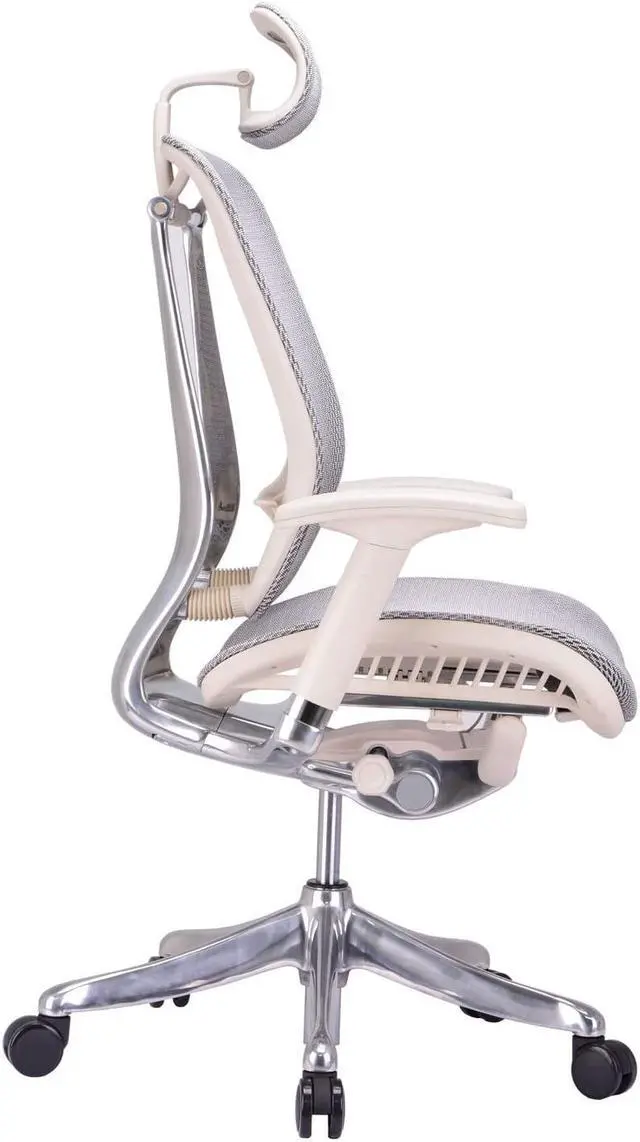 Alt view image 4 of 10 - GM Seating Enklave  XL Gray Mesh Executive Hi Swivel Chair Chrome Base with Headrest, - OEM