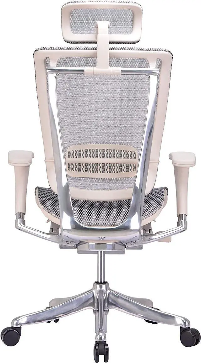 Alt view image 5 of 10 - GM Seating Enklave  XL Gray Mesh Executive Hi Swivel Chair Chrome Base with Headrest, - OEM