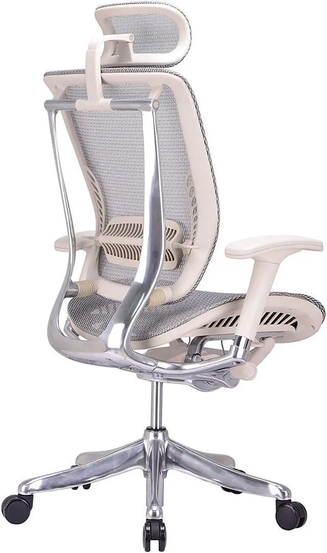 Alt view image 3 of 10 - GM Seating Enklave  XL Gray Mesh Executive Hi Swivel Chair Chrome Base with Headrest, - OEM