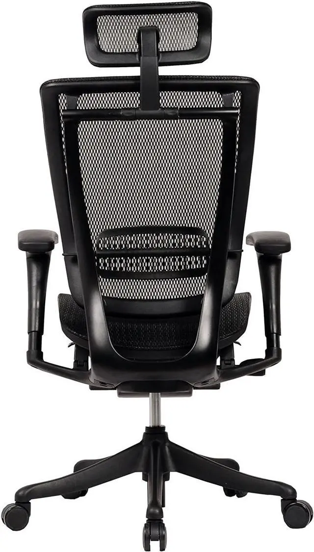 Alt view image 6 of 12 - GM Seating Enklave Black Mesh Executive Hi Swivel Chair with Headrest, Black Frame & Base - OEM