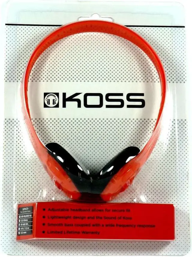 Alt view image 3 of 7 - Koss KPH7R Portable On-Ear Headphone with Adjustable Headband - Red