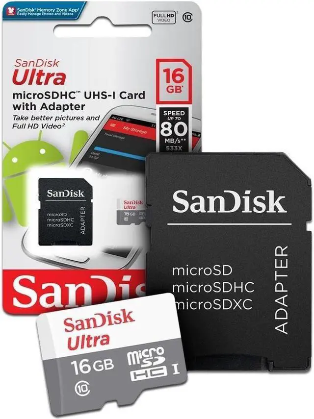 Alt view image 5 of 12 - UNIVERSAL SANDISK 16GB MICRO SD MEMORY CARD WITH ADAPTER/CLASS 10
