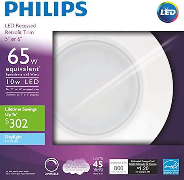 Alt view image 4 of 20 - Philips 5-6" Downlight LED 10w 800 Lumens Daylight 5000k Dimmable - 65w equiv