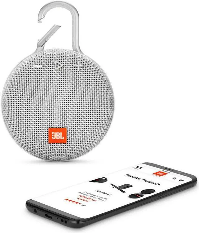 Alt view image 17 of 20 - JBL Clip 3 Portable Bluetooth Waterproof Speaker (White)