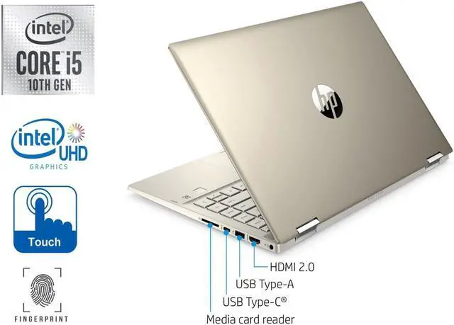 Alt view image 4 of 7 - HP Pavilion X360 14" Full HD IPS LED Touchscreen 2-in-1 Laptop,10th Gen Intel Core i5-1035G1,8GB DDR4,512GB SSD,Intel UHD Graphics 620,Wifi-AC,BlueTooth 5.0,Finger Print Reader,Windows 10 Pro