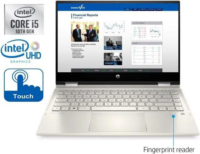 Alt view image 2 of 7 - HP Pavilion X360 14" Full HD IPS LED Touchscreen 2-in-1 Laptop,10th Gen Intel Core i5-1035G1,8GB DDR4,512GB SSD,Intel UHD Graphics 620,Wifi-AC,BlueTooth 5.0,Finger Print Reader,Windows 10 Pro