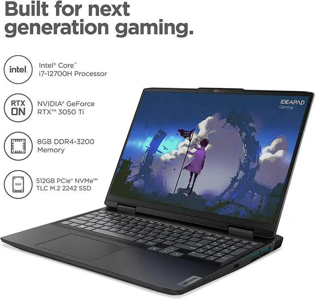 Alt view image 2 of 5 - Lenovo IdeaPad 3 15.6" Full HD IPS 120Hz Gaming Laptop,12th Gen Intel Core i7-12700H 14-Core Processor,8GB DDR4 RAM,512GB SSD,4GB NVIDIA GeForce RTX 3050 Ti,Wifi-AX,Bluetooth,Windows 11 Pro