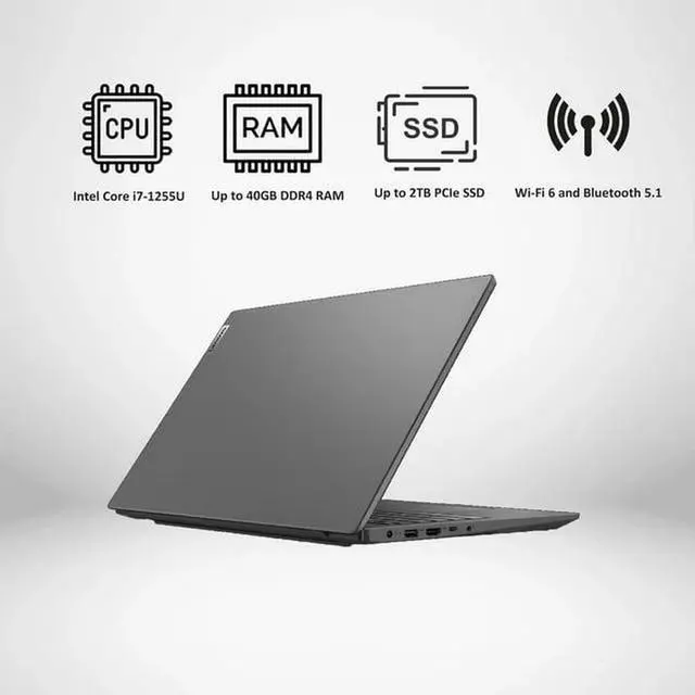 Alt view image 4 of 5 - Lenovo V15 Business Laptop, 15.6" Full HD Display,Intel Core i7-1255U Processor,16GB DDR4,512GB SSD,Intel Iris Xe Graphics,WiFi-6, Windows 11 Pro